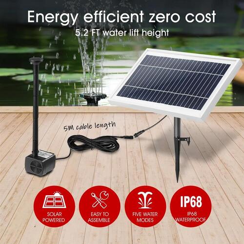 10W Solar Powered Fountain Water Pump Submersible Outdoor Garden Pond Pool Kit