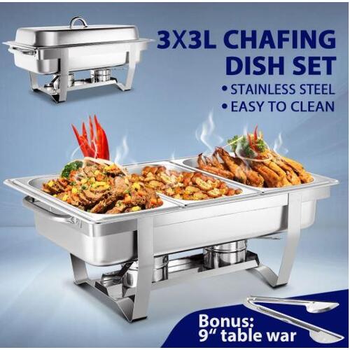 3 X 3L Bain Maire Bow Chafing Dish Set Stainless Steel Food Buffet Warmer