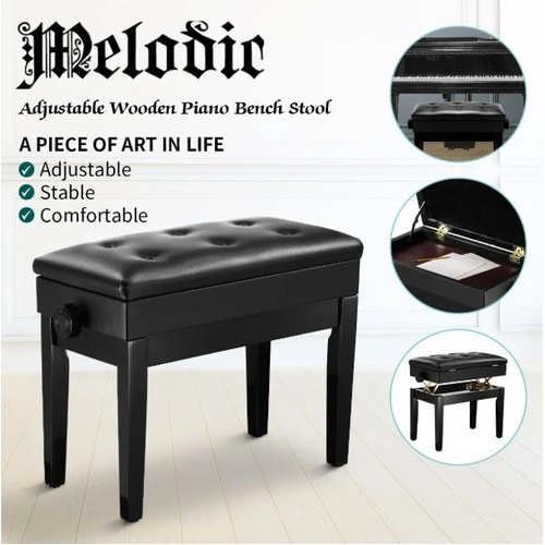 Height Adjsutable Pu Leather Thick Sponge Padded Piano Bench Stool W/Storage