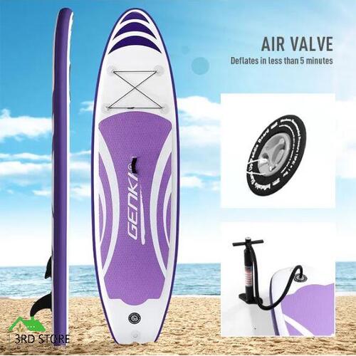 RETURNs GENKI Stand Up Paddle Board 2 in1 Inflatable SUP Surfboard Kayak Purple w/Pump