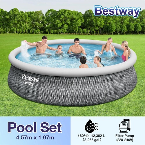 Bestway Above Ground Swimming Pool Portable Backyard Outdoor Pool 4.57x1.07m