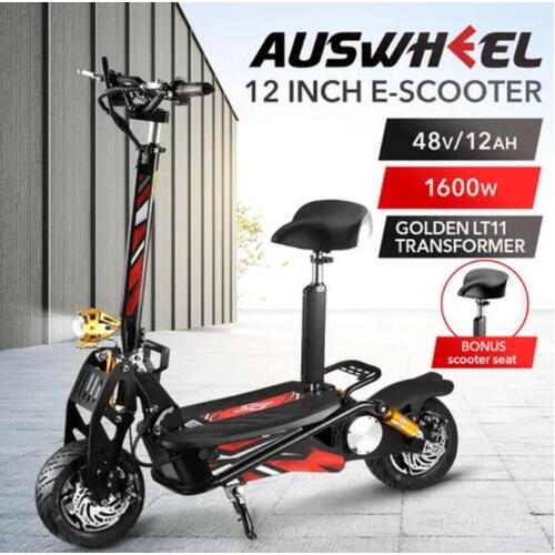 Auswheel Foldable Electric Scooter 1800w 48V Motorised Bike w/Seat & LED Light