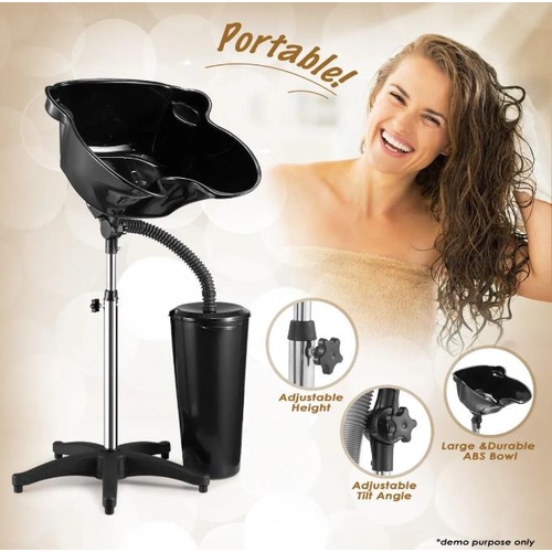Salon Hair Basin Portable Mobile Barber Shampoo Hairdressing Wash Bowl w/ Bucket