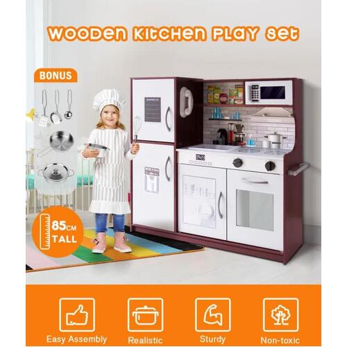 Wooden Play Kitchen Kids Pretend Playset Educational Toys Children Roleplay Set