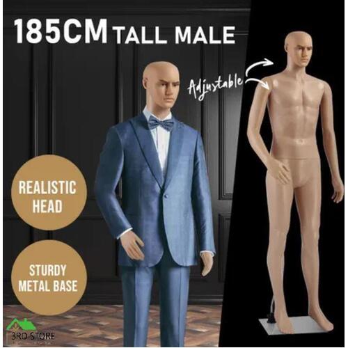 185CM Male Mannequin Full Body Manikin Display Stand Dress Form Adjustable Detac