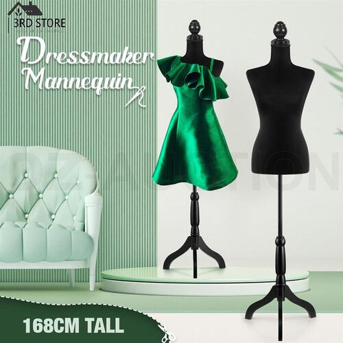 Female Mannequin Model Torso Display Stand Manikin Dress Form 147-168CM Black