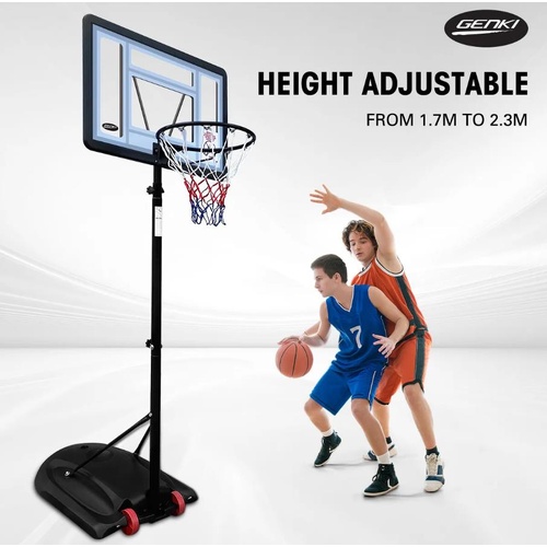 Genki Basketball Hoop Stand System 1.7-2.3m Height Adjustable Net Ring Backboard