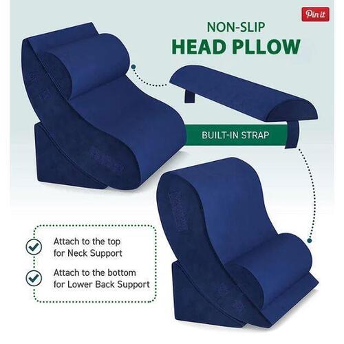 4PCS Memory Foam Bed Wedge Pillow Back Neck Cushion Support Leg Raiser Blue