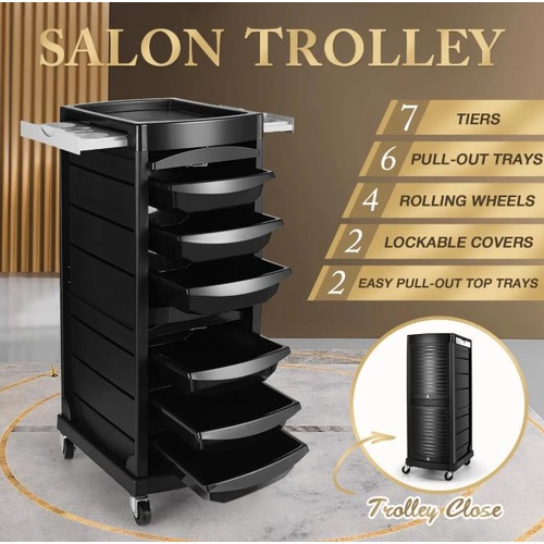 7 Tiers Salon Trolley Cart Spa Beauty Hairdressing Tool Rolling Tray Storage