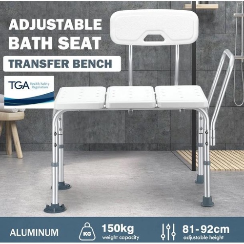 Medical Bathtub Transfer Bench Seat Shower Chair Stool Adjustable Back Armrest