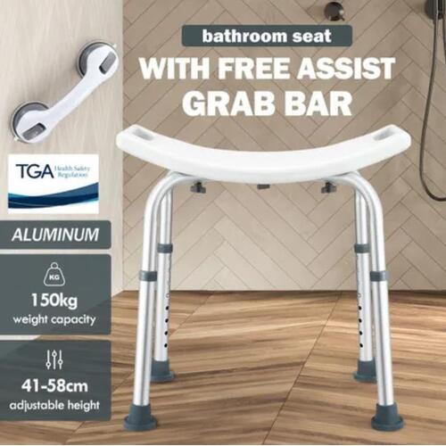 Shower Chair Seat Adjustable Bath Medical Aid Bench Stool Grab Bar Safety Assist