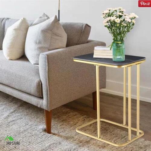 Sofa Side Coffee Table C Shaped Marble Nightstand Bedside Couch Laptop Desk