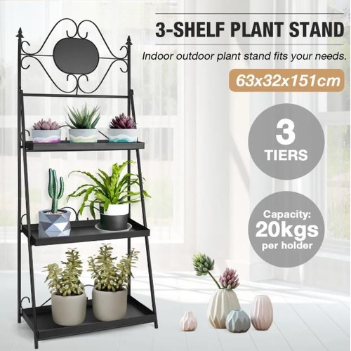 3-Tier Metal Plant Stand Indoor Outdoor Flower Pot Holder Garden Display Shelf B