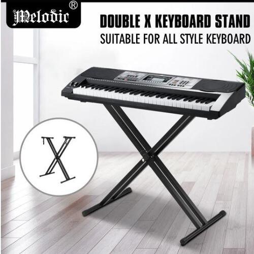 Melodic X Style Keyboard Stand Foldable Double Braced Music Piano Holder Black