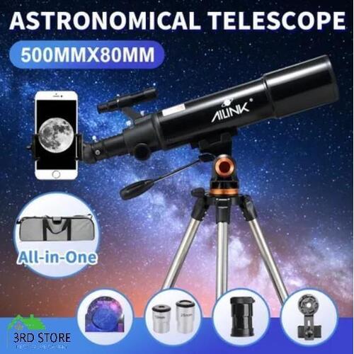 Astronomical Telescope 500mmX80mm Space Monocular w/Tripod Phone Holder Backpack