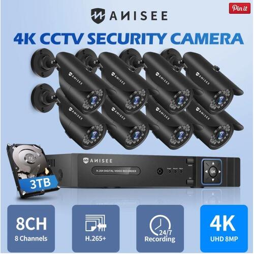4K Security Camera System 8ch Spy Cam Outdoor Home Surveillance System