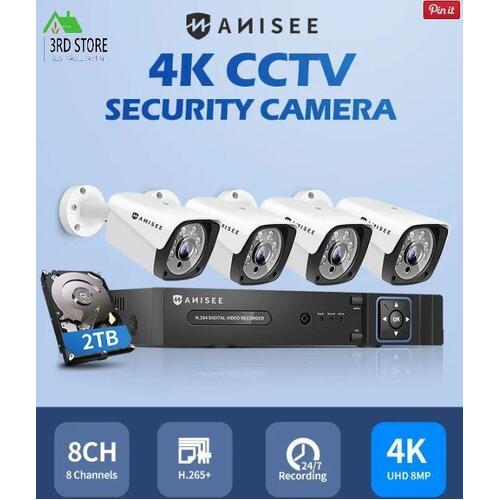 4K Security Camera 8ch 5 in 1 IP Home Outdoor Surveillance System with 2TB HDD