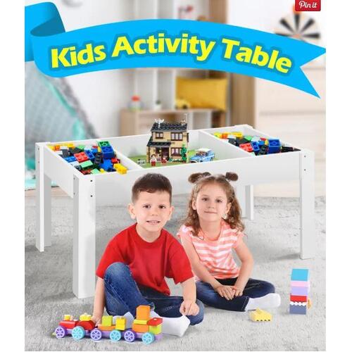 Wooden Kids Activity Table Play Center Toys Storage Study Desk Building Blocks