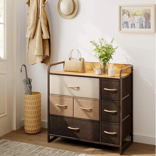 Chest of 7 Drawers Clothes Storage Tower Bedroom Dresser Organizer Unit Fabric