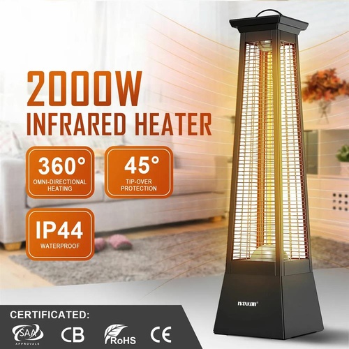 Maxkon 2000W Infrared Heater Tower 360° Carbon Instant Heat Outdoor Indoor Patio