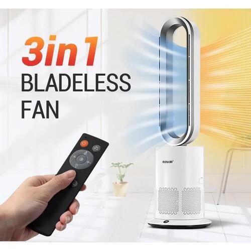 3 In 1 Bladeless Fan Heater/Cooler Oscillating Air Cool Hot Fan w/Remote Control