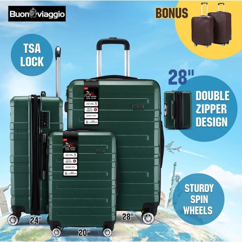 3PCS Luggage Suitcase Trolley Set Travel TSA Lock Storage Hard Case Lightweight