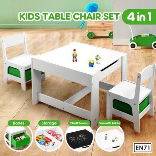 RETURNs Kidbot Children Kids Table and Chair Set 4 in 1 Toy Storage Box Chalkboard Desk