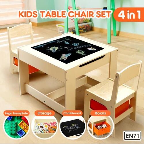 Kidbot Kids Table Chair Set Children Toy Storage Building Blocks Activity Desk
