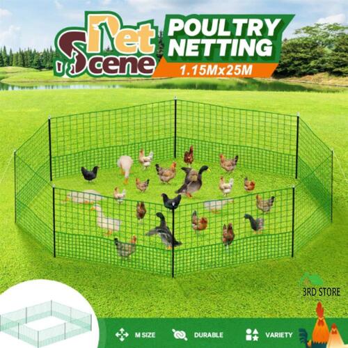 Chicken Fence Poultry Coop Runs Pen Farm Mesh Cage Net Habitat Safe House Turkey