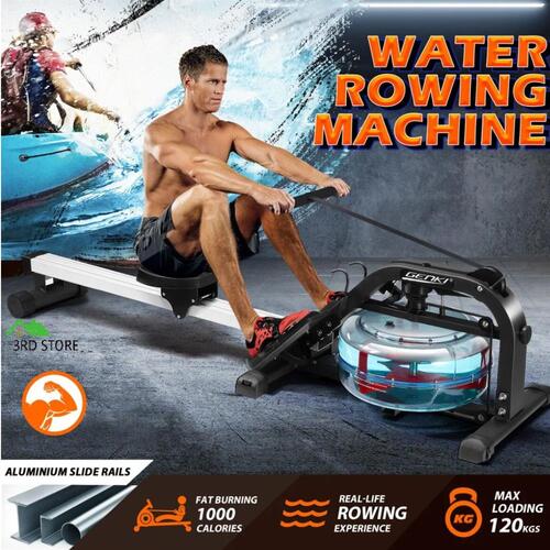 RETURNs Genki Rower Machine Water Rowing Home Gym Sports Fitness Equipment Foldable LCD