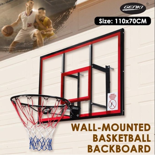 Indoor Basketball Hoop Wall Mounted Backboard Ring System Set Net Door Goals Rim