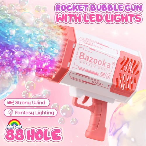 Bubble Gun Rocket Toy Machine Blower Soap Water Maker Launcher Best Gift for Kid