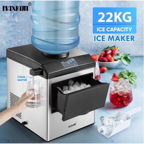 Maxkon 2In1 Ice Maker Machine 22KG Cold Water Dispenser Bullet Cube Making