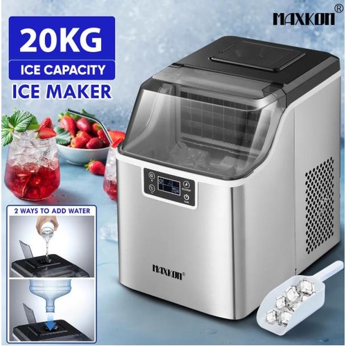 Maxkon 20kg Ice Maker Machine Clear Cube Making Countertop 2 Water Filling Ways
