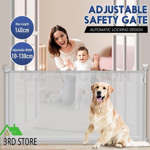 Dog Safety Gate Pet Enclosure Retractable Kid Safe Security Fence Mesh Barrier