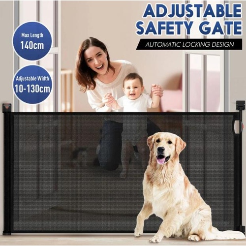 Pet Dog Safety Gate Enclosure Retractable Mesh Kid Security Barrier Safe Fence G