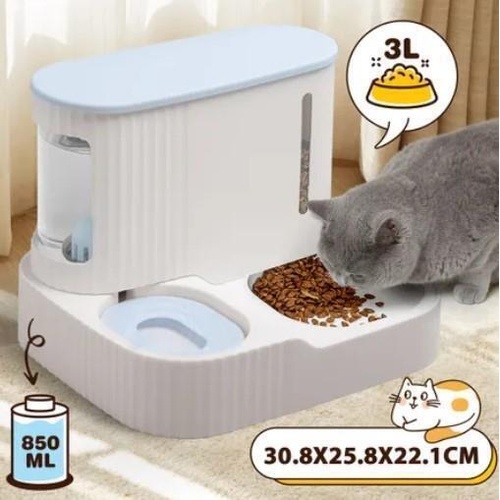 Auto Pet Feeder 2 In 1 Dog Cat Food Water Dispenser Bowl Automatic Gravity Fed