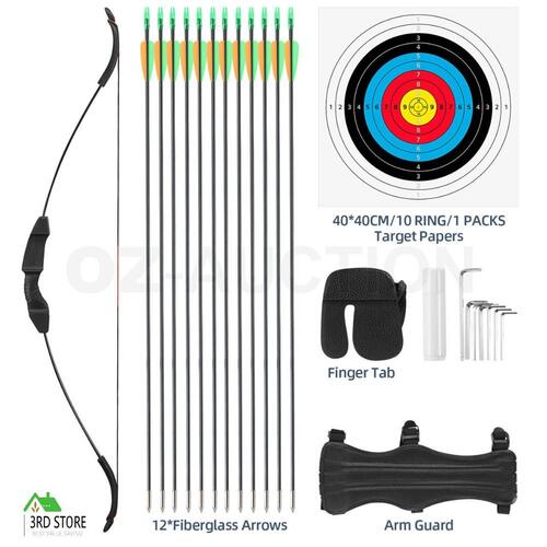 20lbs Recurve Bow Arrow Set Archery Hunting Target Shooting Outdoor Fishing