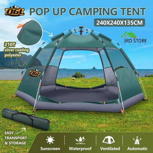 OGL Beach Tent Instant Pop Up Camping Dome Shade Hiking Shelter 4 Person Green