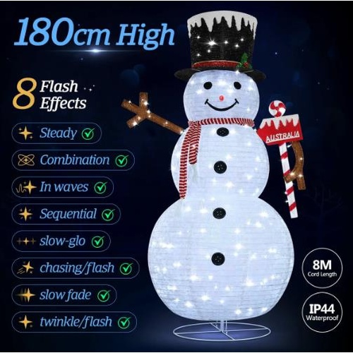180cm Christmas LED Light Snowman Decoration Strip Home Display Xmas Outdoor