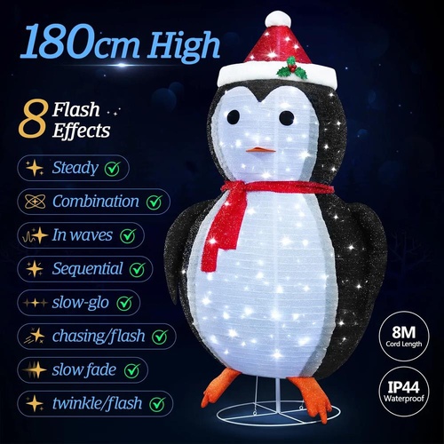 180cm 3D LED Christmas Lights Xmas Party Decor Indoor Outdoor Garden 8 Effects
