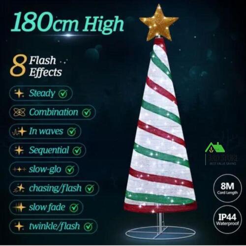 180cm Ribbon Christmas Tree Light LED Strip Xmas Party Decoration Indoor Outdoor