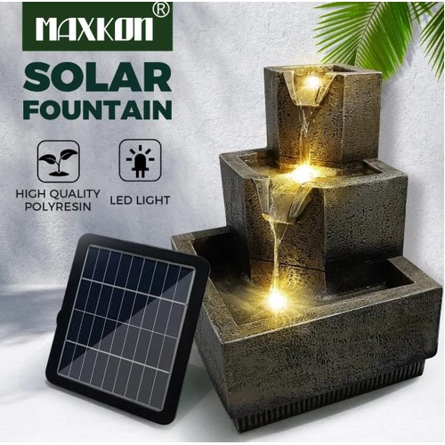 MAXKON Solar Water Features Garden Fountain Indoor Outdoor LED Light Bird Bath