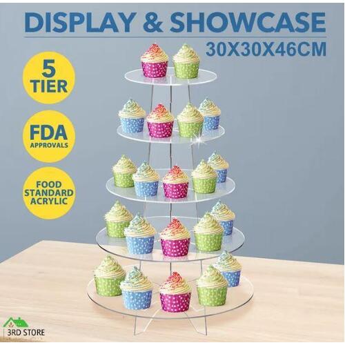 Acrylic Cupcake Stand 5 Tier Cup Cake Holder Bakery Donut Display Shelf Unit