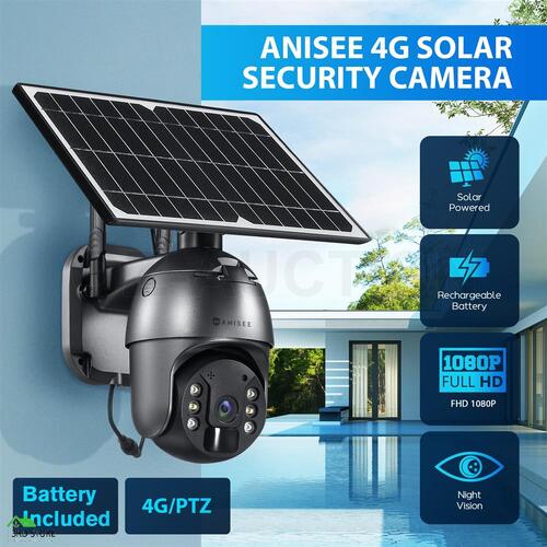 Anisee Wireless PTZ Security Camera Wifi 4G with Solar Powered Outdoor 1080P HD