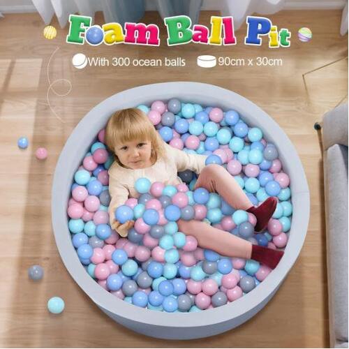 Kids Ocean Ball Pit Foam Pool Padding Soft Baby Child Barrier Toy 90cm 300 Balls