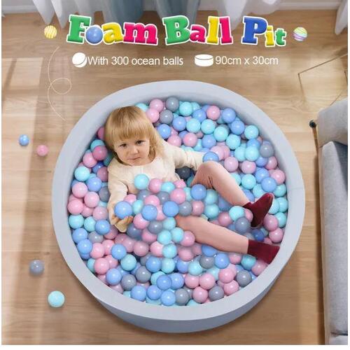 Kids Ocean Ball Pit Foam Pool Padding Soft Baby Child Barrier Toy 90cm 300 Balls