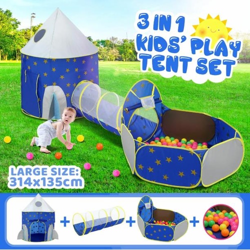Kids Pop Up Tent Ball Pit Basketball Hoop Dollhouse Indoor Playground Teepee