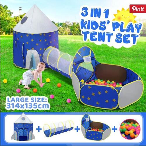 Kids Pop Up Tent Ball Pit Basketball Hoop Dollhouse Indoor Playground Teepee