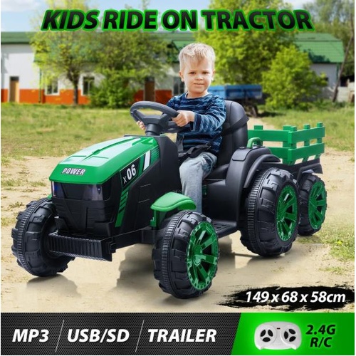 RETURNs Kids Ride on Car Remote Control Electric Tractor Toy Vehicle Trailer 12V Battery